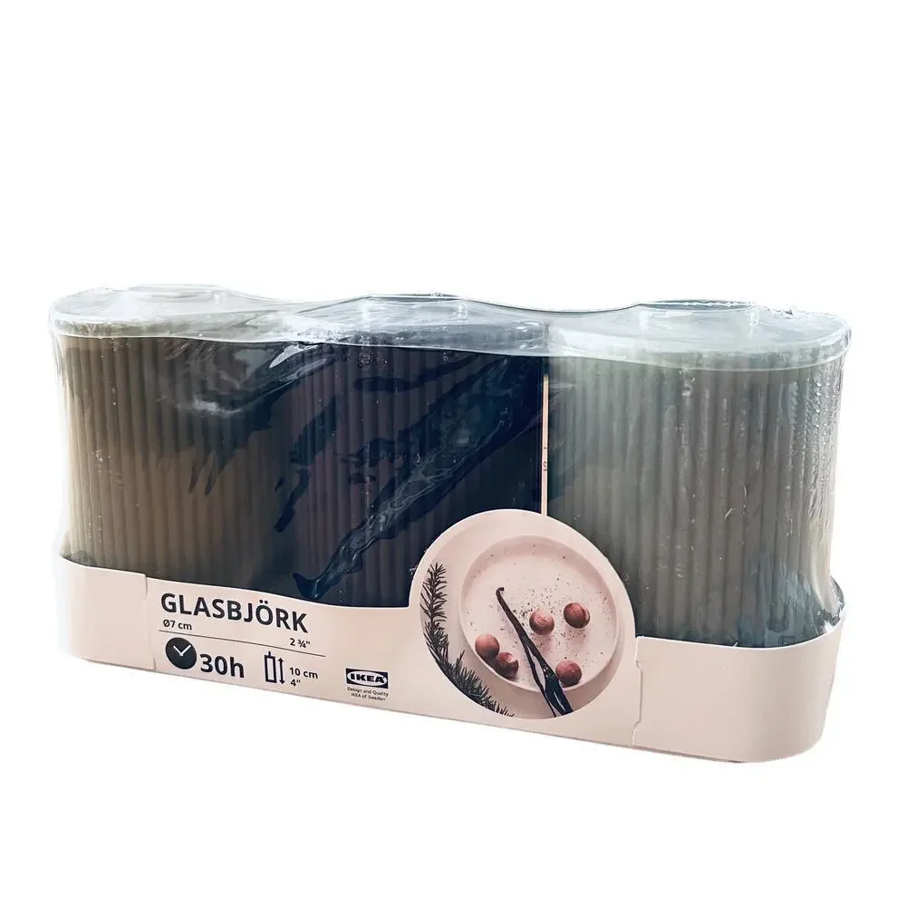 IKEA GLASBJORK Scented Pillar Candles (Set of 3)